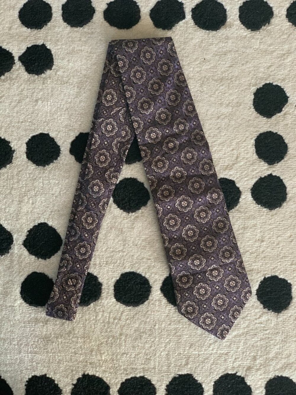 Zanetti Tie Mens Purple Graphic 100% Silk Made in Italy Necktie New With Tags